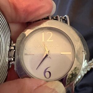 Liz Claiborne Silver Pocket Watch with White Dial